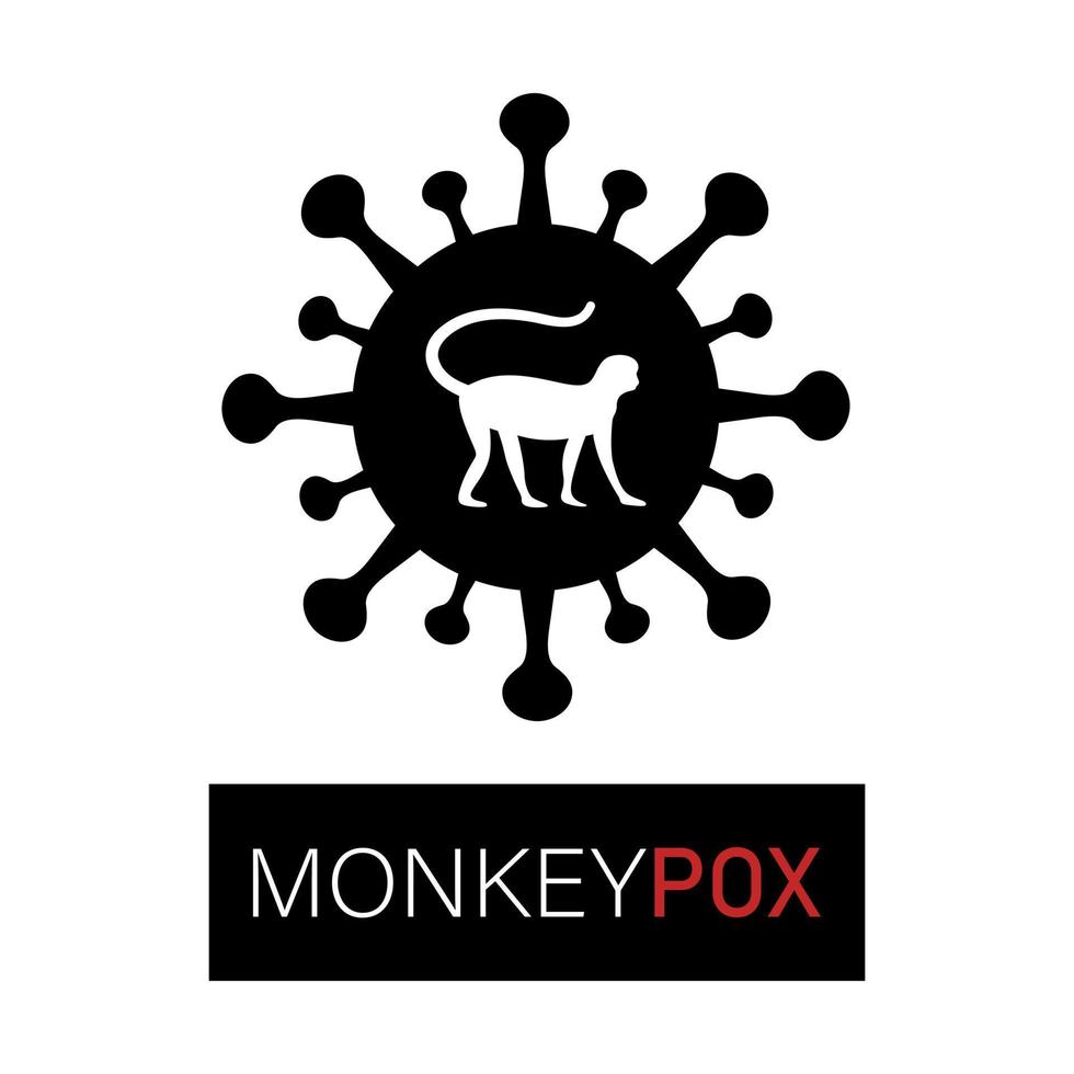 vektor monkeypox virus affisch. apa siluett i virusceller. pox virus koncept.