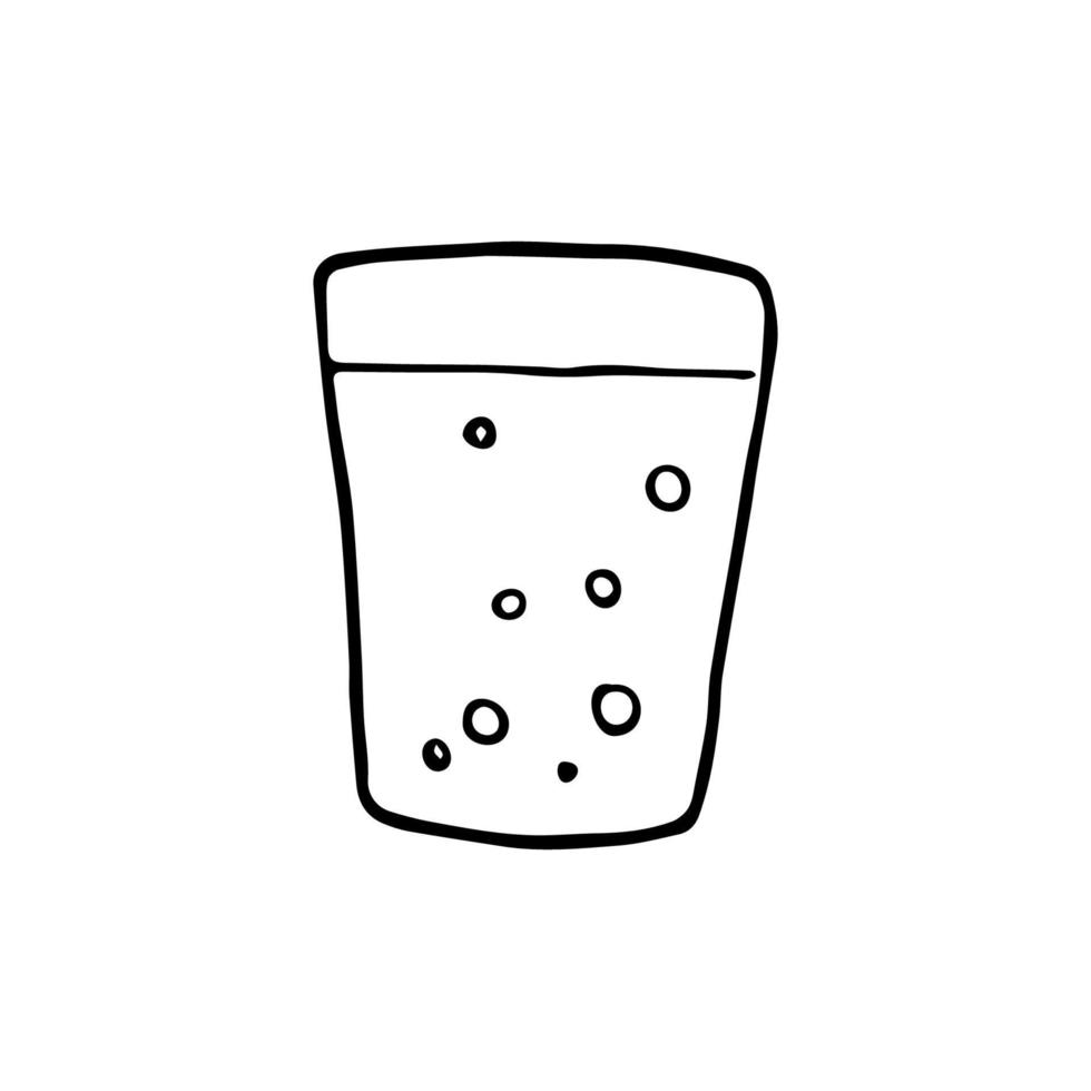 handritad doodle glas vatten. isolerade vektor illustration.