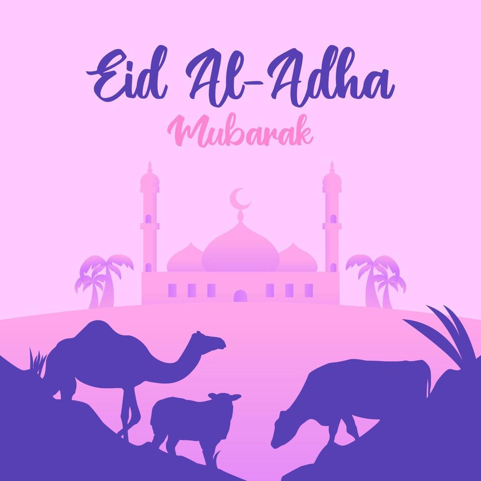 eid al adha mubarak social-media-beitragsvorlage mit flacher illustration vektor