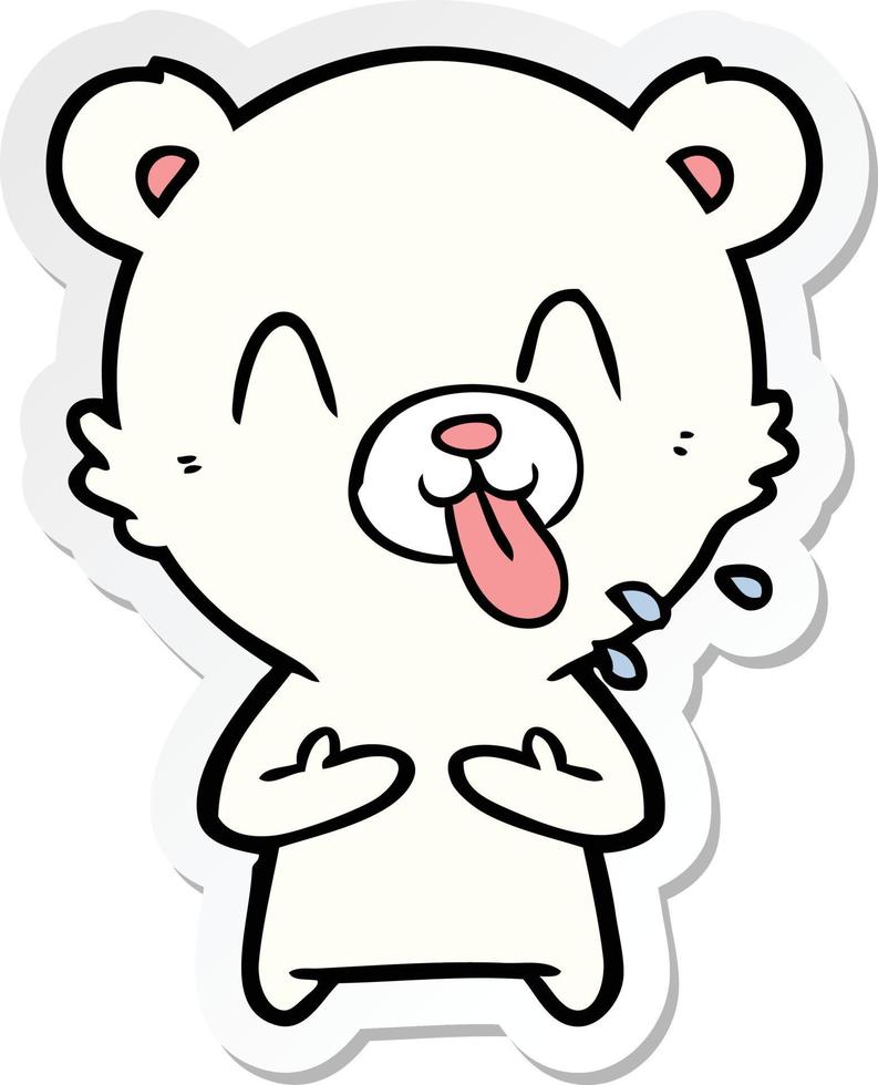 Aufkleber eines unhöflichen Cartoon-Eisbären, der die Zunge herausstreckt vektor