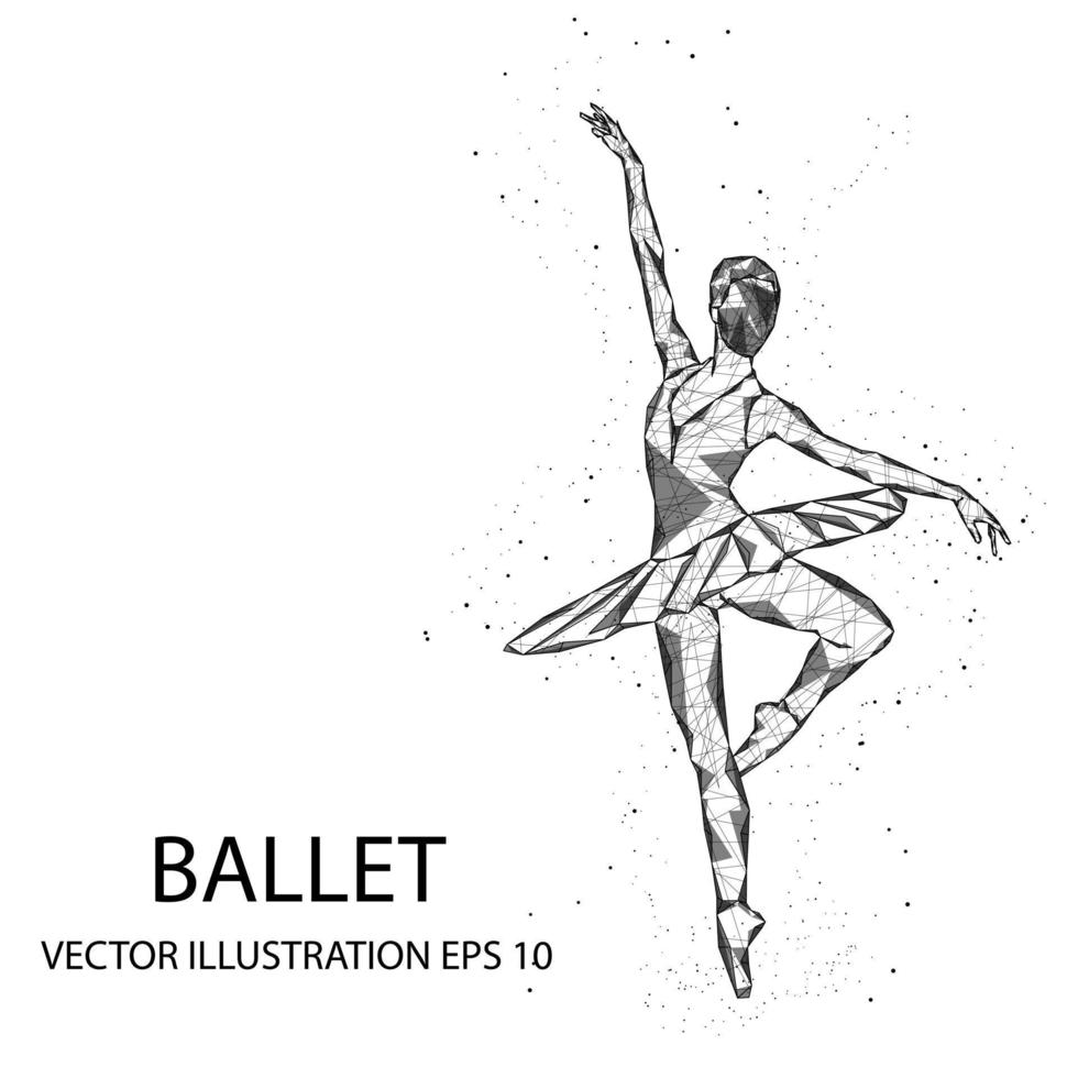 Silhouette Ballerina Mädchen Tänzerin abstrakte Illustration des Polygon-Dreieck-Modells Low-Poly-Design, eps 10 Vektor. vektor