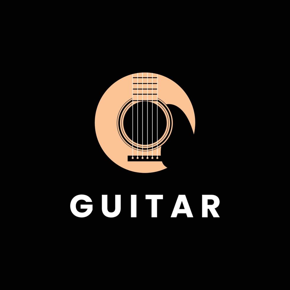 gitarr akustisk musik tecken symbol logotyp design vektor