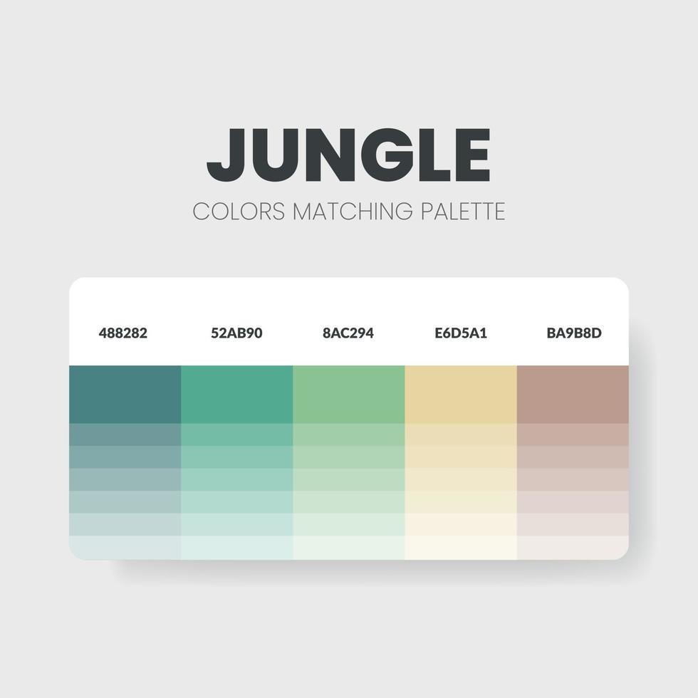 djungelton färgscheman idéer.färgpaletter är trendkombinationer och palettguider i år, ett bord färgnyanser i rgb eller hex. ett färgprov för vårens mode-, hem- eller inredningsdesign vektor
