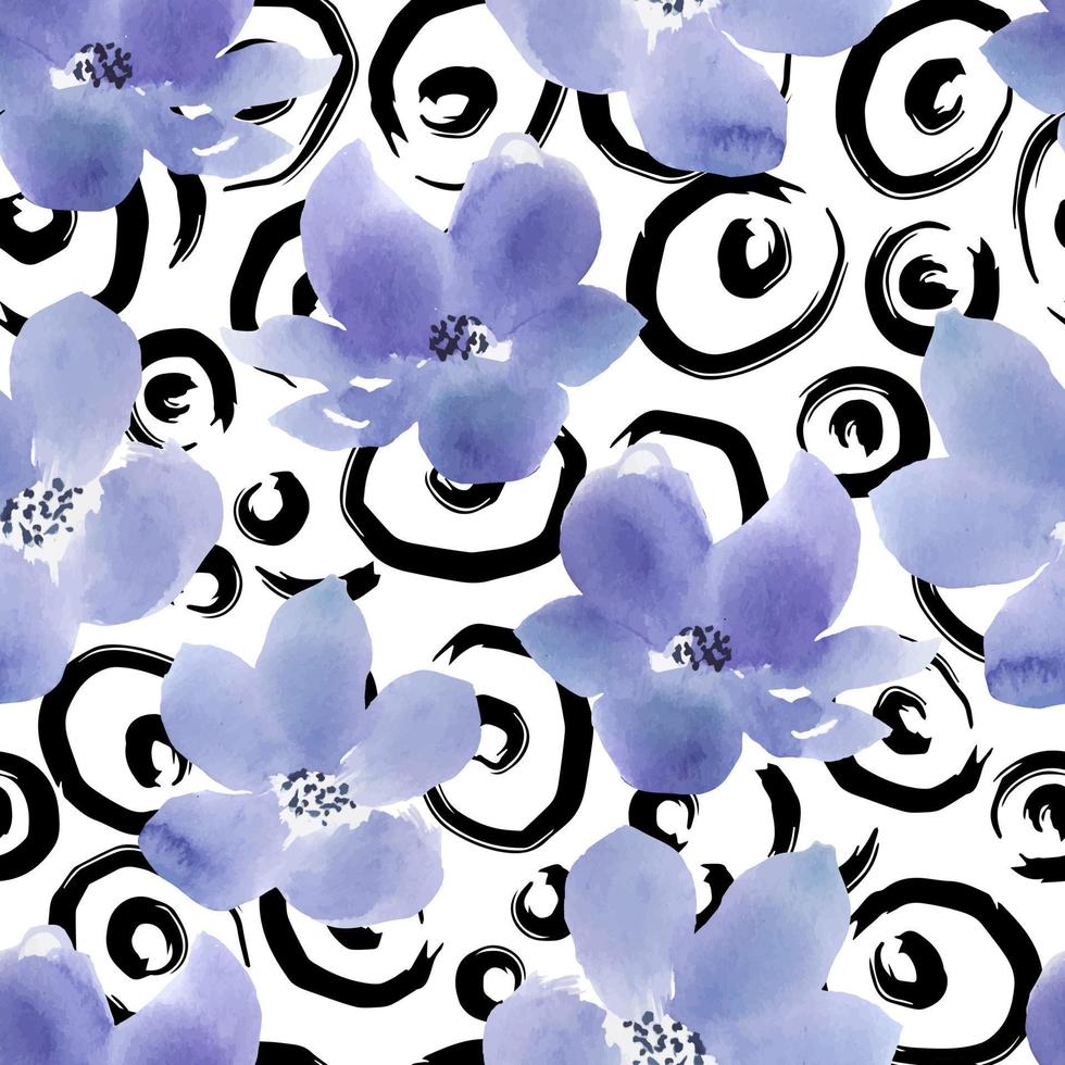 delikat akvarell blommor vektor sömlösa mönster