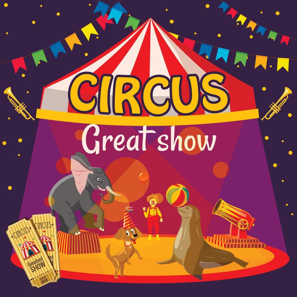 stor cirkus show koncept, tecknad stil vektor
