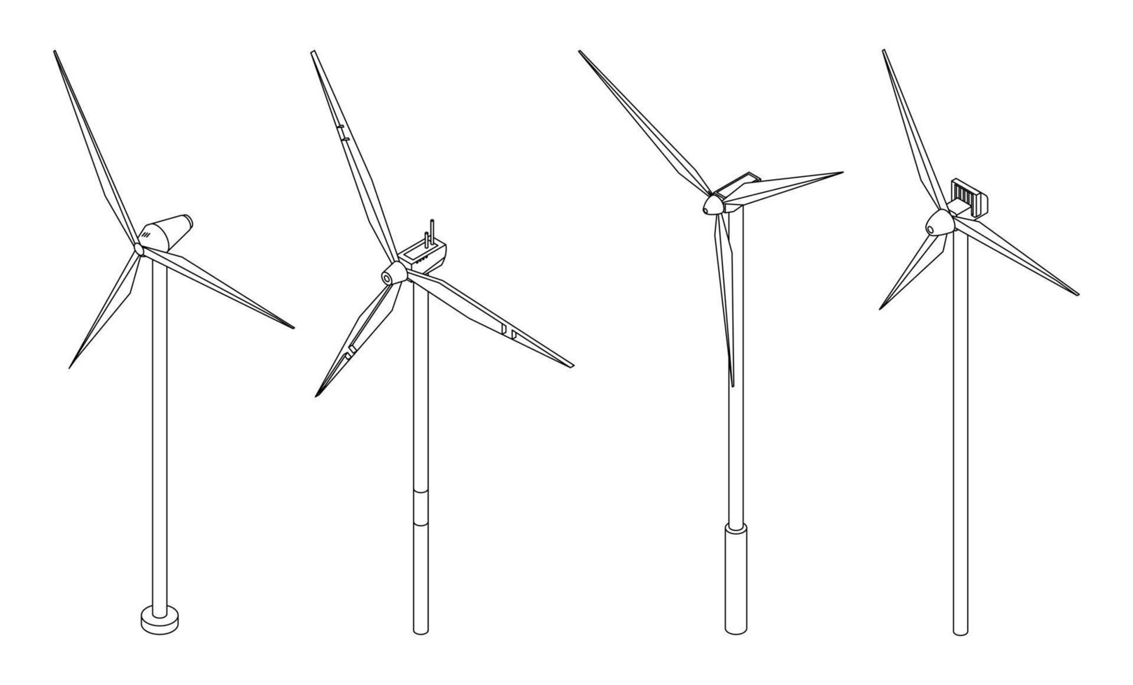 Symbole für Windkraftanlagen setzen Vektoroutine vektor