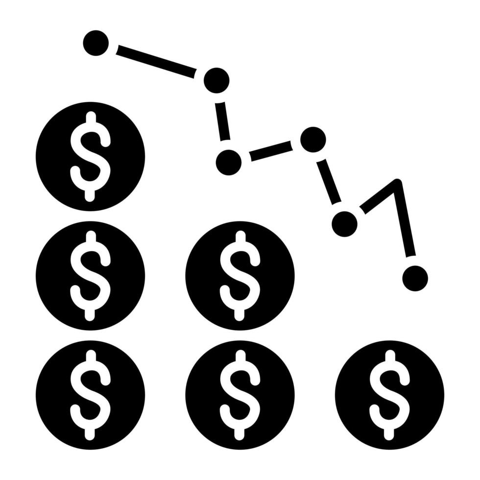 Einkommensverlust-Glyphe-Symbol vektor