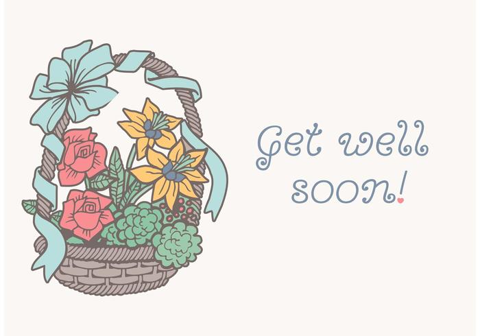 Gratis Quirky Drawn Basket With Flowers Vector