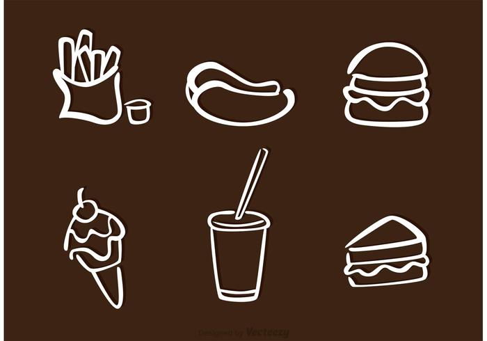 White Food Outline Icons Vektoren