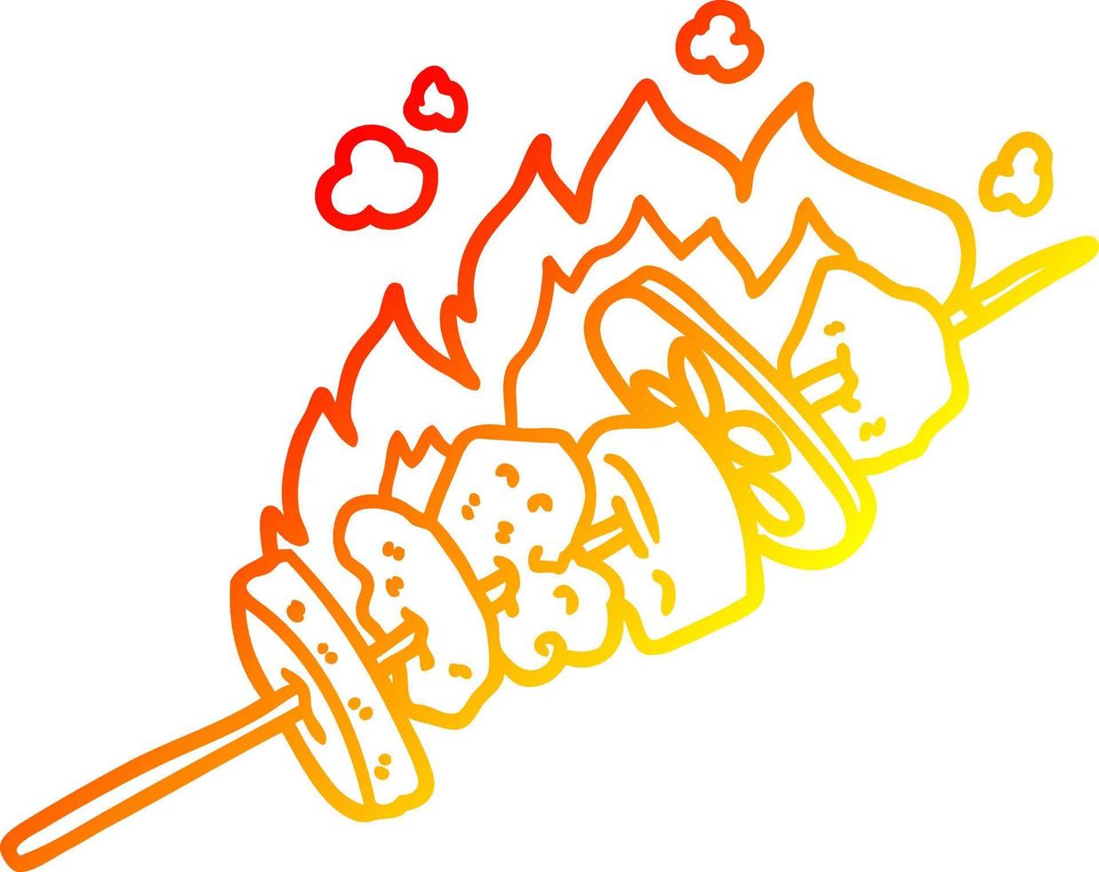 warme Gradientenlinie Zeichnung Cartoon-Kebab-Sticks vektor