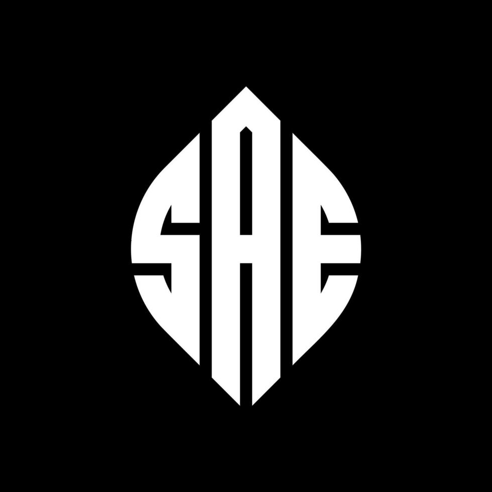 sae-Kreisbuchstaben-Logo-Design mit Kreis- und Ellipsenform. sae ellipsenbuchstaben mit typografischem stil. Die drei Initialen bilden ein Kreislogo. SAE-Kreis-Emblem abstrakter Monogramm-Buchstaben-Markierungsvektor. vektor