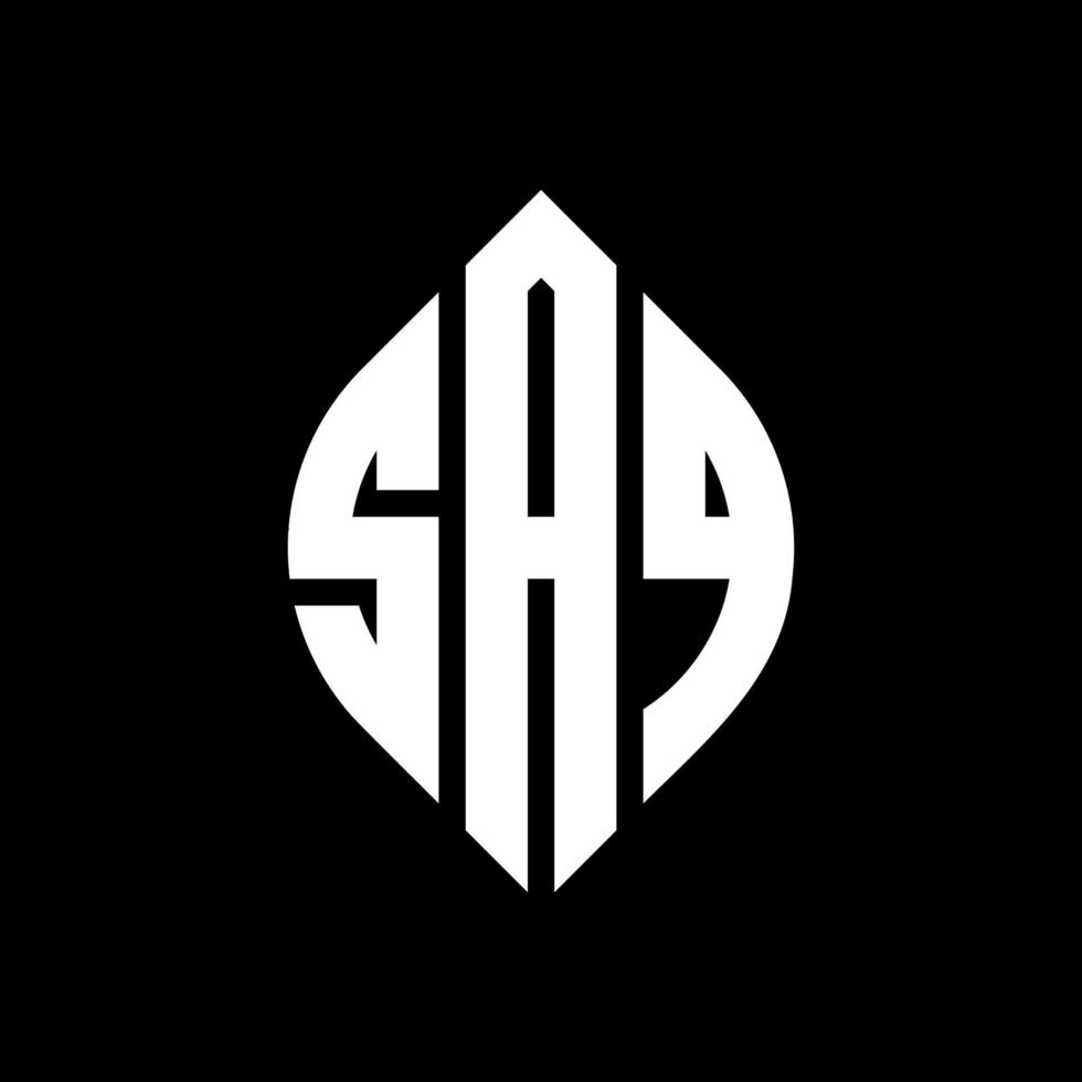 saq-Kreis-Buchstaben-Logo-Design mit Kreis- und Ellipsenform. saq ellipsenbuchstaben mit typografischem stil. Die drei Initialen bilden ein Kreislogo. Saq-Kreis-Emblem abstrakter Monogramm-Buchstaben-Markierungsvektor. vektor