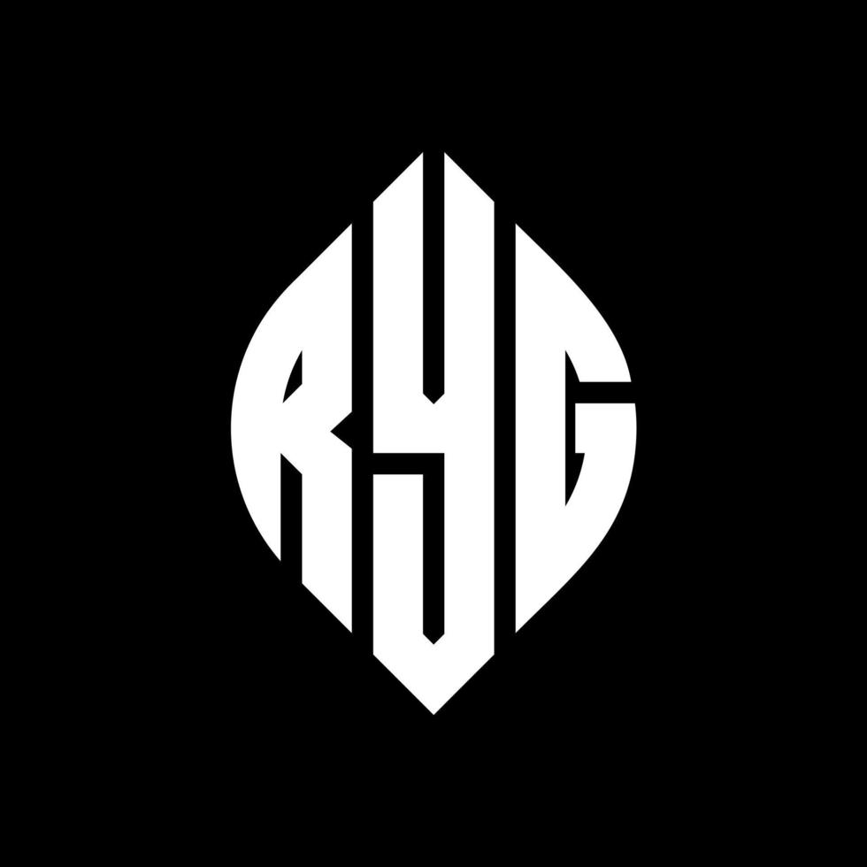 ryg-Kreis-Buchstaben-Logo-Design mit Kreis- und Ellipsenform. ryg Ellipsenbuchstaben mit typografischem Stil. Die drei Initialen bilden ein Kreislogo. ryg-Kreis-Emblem abstrakter Monogramm-Buchstaben-Markierungsvektor. vektor