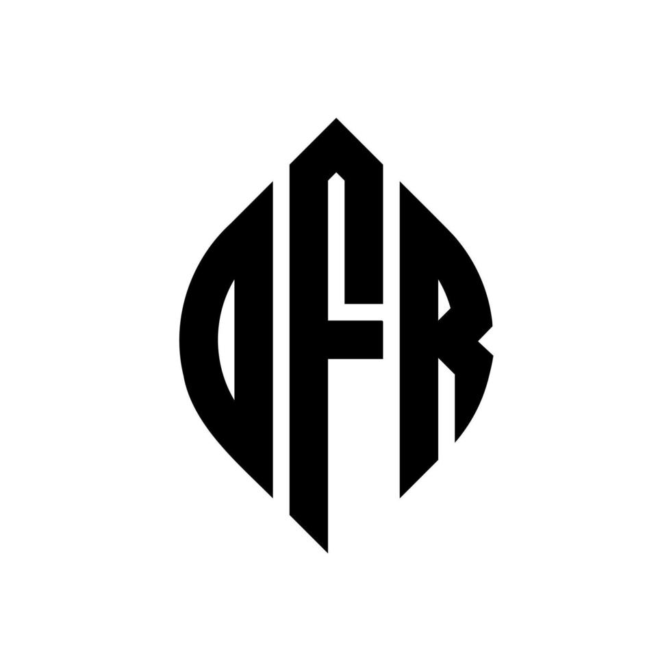 Ofr-Kreis-Buchstaben-Logo-Design mit Kreis- und Ellipsenform. ofr Ellipsenbuchstaben mit typografischem Stil. Die drei Initialen bilden ein Kreislogo. Ofr-Kreis-Emblem abstrakter Monogramm-Buchstaben-Markierungsvektor. vektor