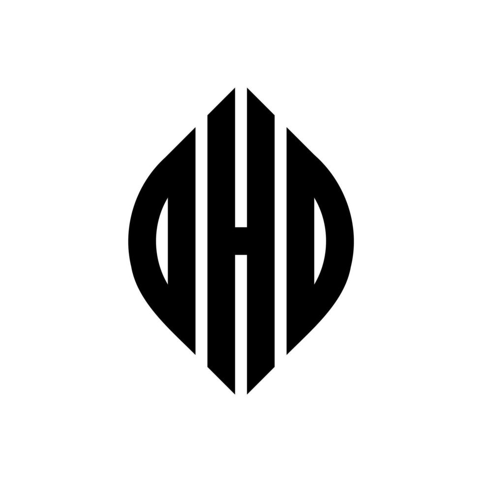 Oho-Kreis-Buchstaben-Logo-Design mit Kreis- und Ellipsenform. oho ellipsenbuchstaben mit typografischem stil. Die drei Initialen bilden ein Kreislogo. Oho-Kreis-Emblem abstrakter Monogramm-Buchstaben-Markenvektor. vektor