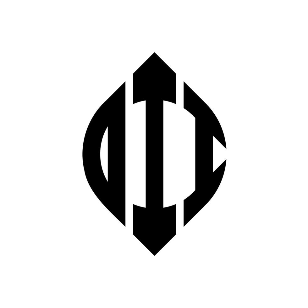 oii cirkelbokstavslogotypdesign med cirkel- och ellipsform. oii ellipsbokstäver med typografisk stil. de tre initialerna bildar en cirkellogotyp. oii cirkel emblem abstrakt monogram bokstav märke vektor. vektor