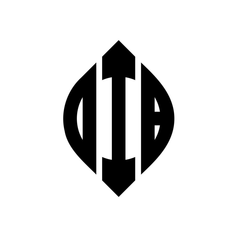 oib-Kreisbuchstaben-Logo-Design mit Kreis- und Ellipsenform. oib-ellipsenbuchstaben mit typografischem stil. Die drei Initialen bilden ein Kreislogo. oib-Kreis-Emblem abstrakter Monogramm-Buchstaben-Markenvektor. vektor