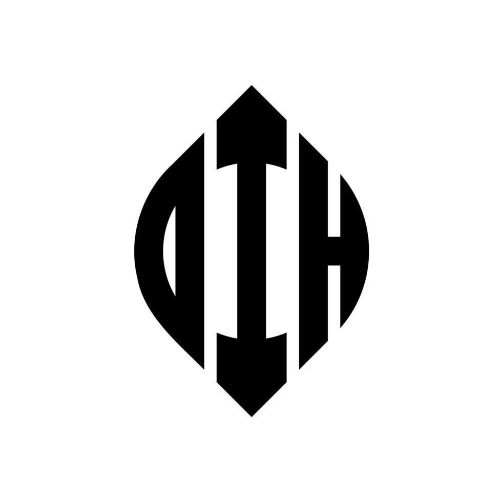 Oih-Kreis-Buchstaben-Logo-Design mit Kreis- und Ellipsenform. oih Ellipsenbuchstaben mit typografischem Stil. Die drei Initialen bilden ein Kreislogo. Oih-Kreis-Emblem abstrakter Monogramm-Buchstaben-Markierungsvektor. vektor