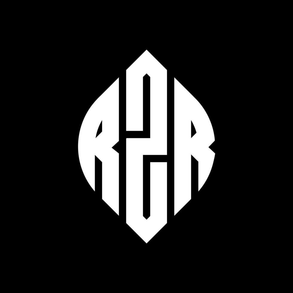 rzr-Kreisbuchstaben-Logo-Design mit Kreis- und Ellipsenform. rzr Ellipsenbuchstaben mit typografischem Stil. Die drei Initialen bilden ein Kreislogo. rzr-Kreis-Emblem abstrakter Monogramm-Buchstaben-Markierungsvektor. vektor