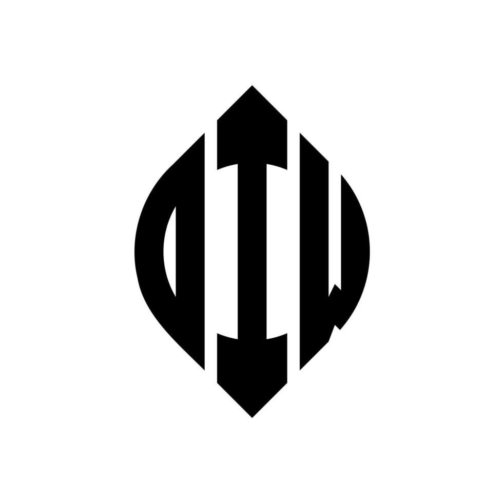 Oiw-Kreisbuchstaben-Logo-Design mit Kreis- und Ellipsenform. oiw Ellipsenbuchstaben mit typografischem Stil. Die drei Initialen bilden ein Kreislogo. Oiw-Kreis-Emblem abstrakter Monogramm-Buchstaben-Markierungsvektor. vektor