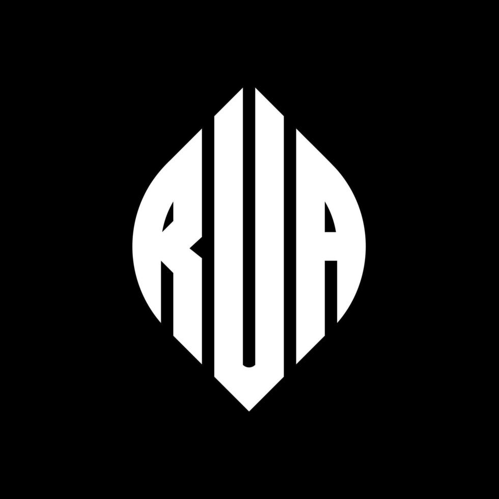 Rua-Kreis-Buchstaben-Logo-Design mit Kreis- und Ellipsenform. rua ellipsenbuchstaben mit typografischem stil. Die drei Initialen bilden ein Kreislogo. Rua-Kreis-Emblem abstrakter Monogramm-Buchstaben-Markierungsvektor. vektor