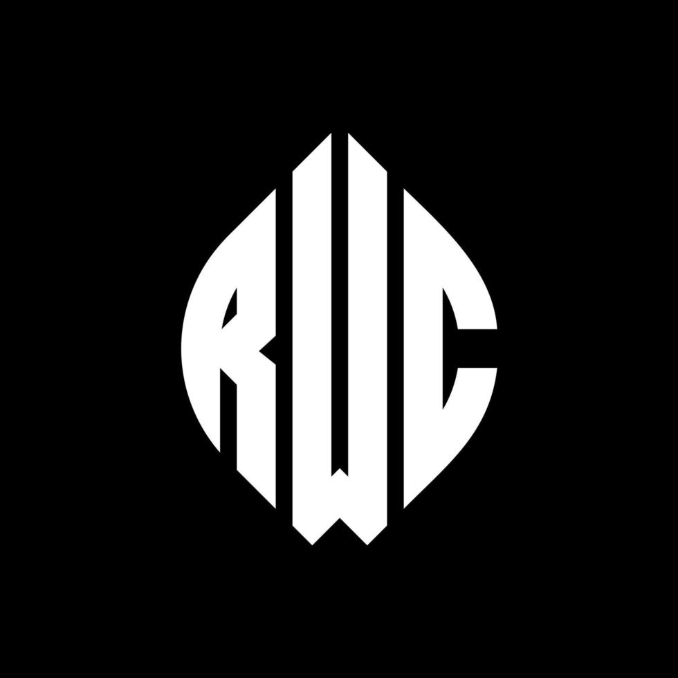 rwc-Kreisbuchstaben-Logo-Design mit Kreis- und Ellipsenform. rwc ellipsenbuchstaben mit typografischem stil. Die drei Initialen bilden ein Kreislogo. rwc-Kreis-Emblem abstrakter Monogramm-Buchstaben-Markierungsvektor. vektor