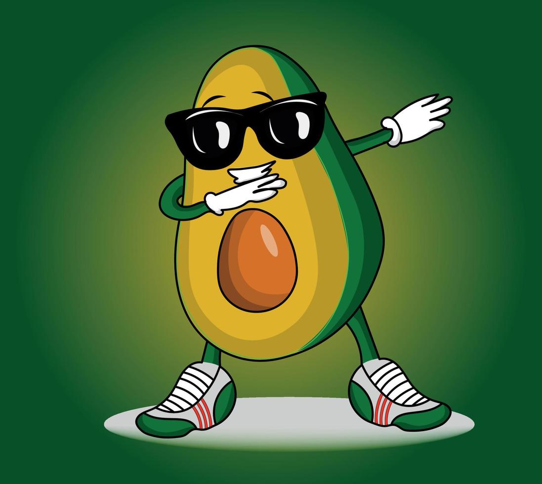 stilvolle dabbing dance avocado-vektor-cartoon-illustration vektor