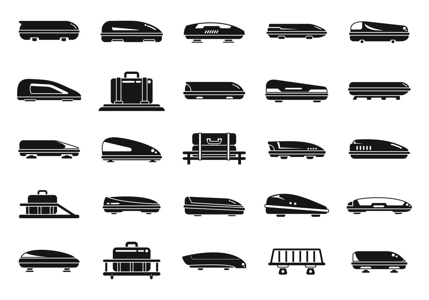 Auto-Dachbox-Symbole setzen einfachen Vektor. Auto Gepäck vektor