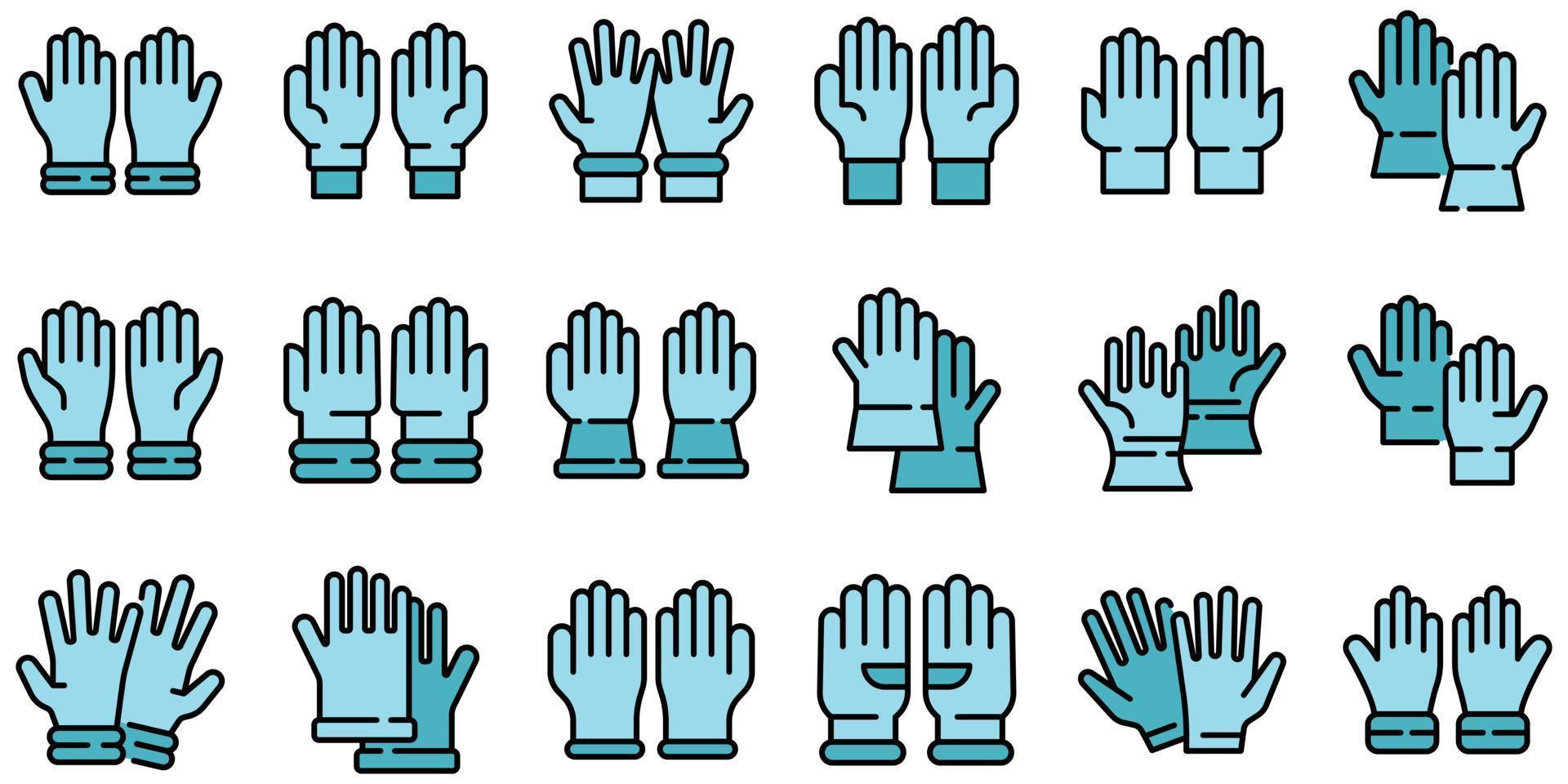 Symbole für medizinische Handschuhe setzen Vektor flach