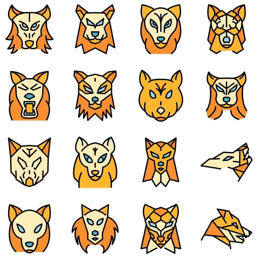 Wolf-Icons setzen Vektor flach