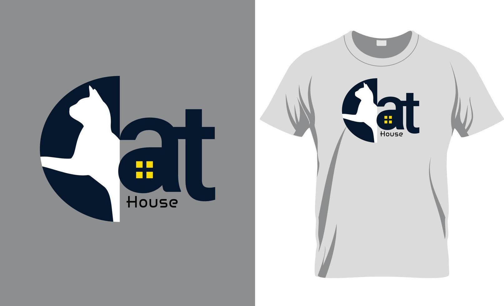 Katzenhaus-T-Shirt-Design vektor