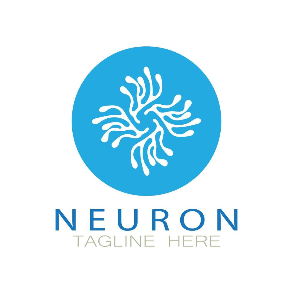 neuron logotyp eller nervcell logotyp design, molekyl logotyp illustration mall ikon med vektor koncept