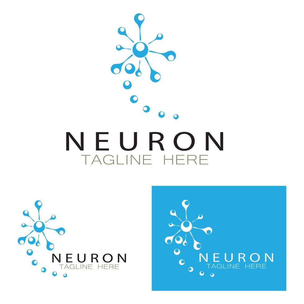 neuron logotyp eller nervcell logotyp design, molekyl logotyp illustration mall ikon med vektor koncept