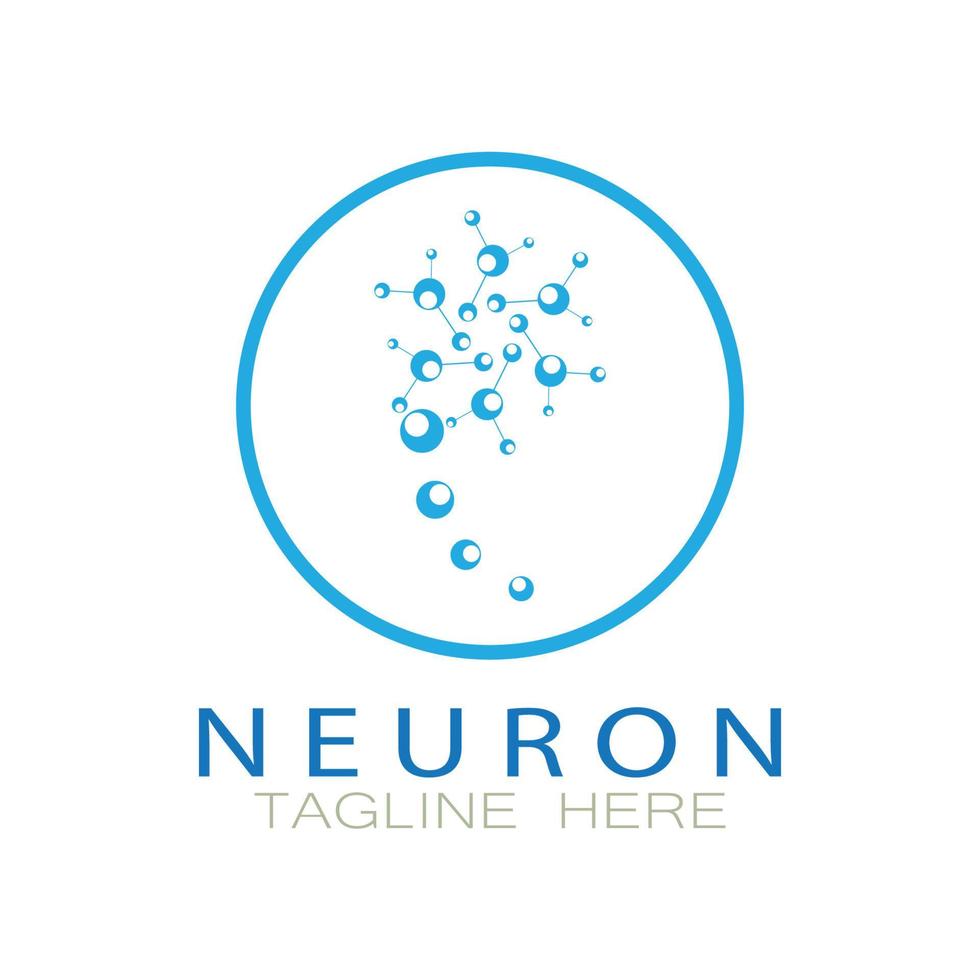 neuron logotyp eller nervcell logotyp design, molekyl logotyp illustration mall ikon med vektor koncept