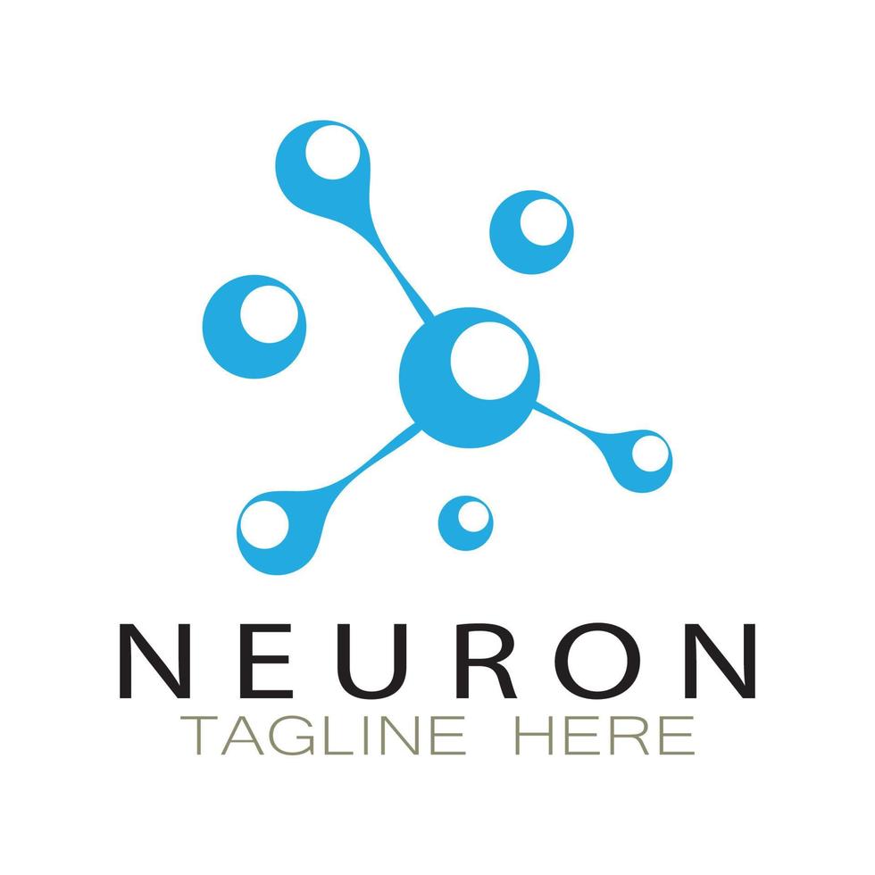 neuron logotyp eller nervcell logotyp design, molekyl logotyp illustration mall ikon med vektor koncept