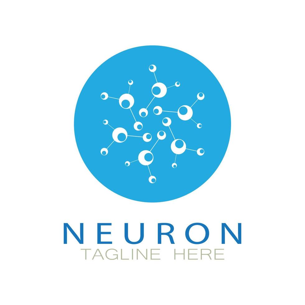 neuron logotyp eller nervcell logotyp design, molekyl logotyp illustration mall ikon med vektor koncept