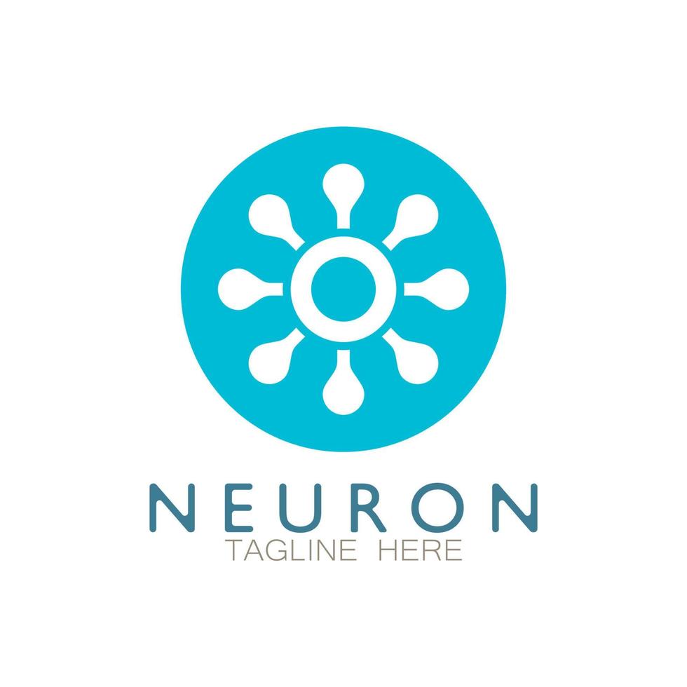 neuron logotyp eller nervcell logotyp design, molekyl logotyp illustration mall ikon med vektor koncept