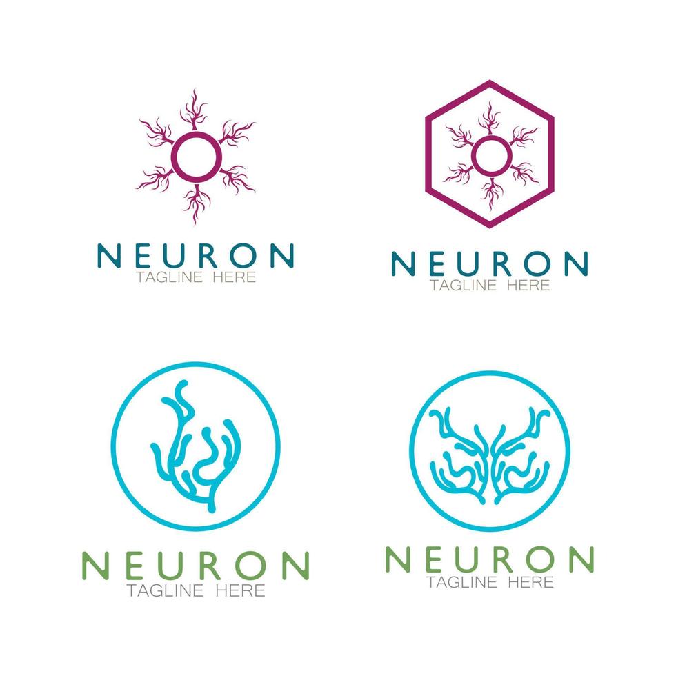 neuron logotyp eller nervcell logotyp design, molekyl logotyp illustration mall ikon med vektor koncept