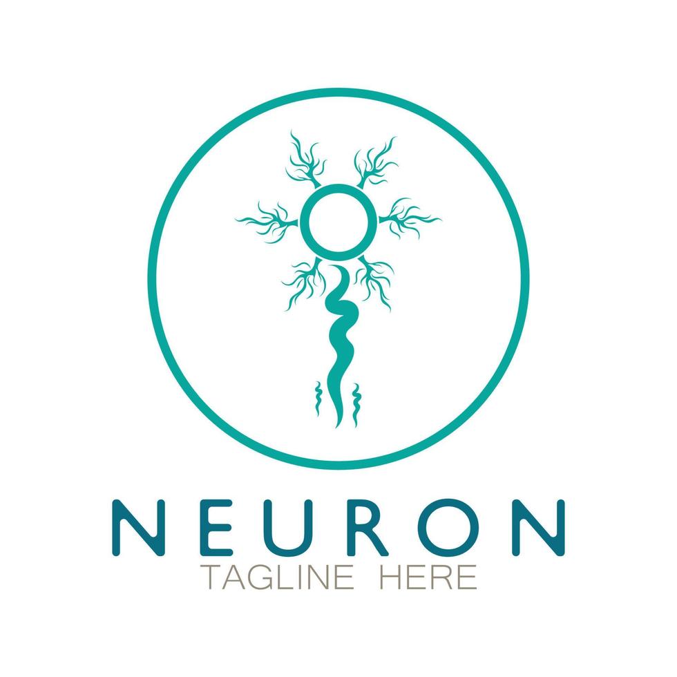 neuron logotyp eller nervcell logotyp design, molekyl logotyp illustration mall ikon med vektor koncept