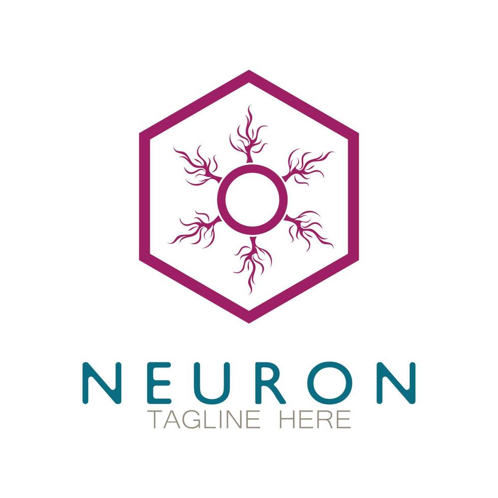 neuron logotyp eller nervcell logotyp design, molekyl logotyp illustration mall ikon med vektor koncept