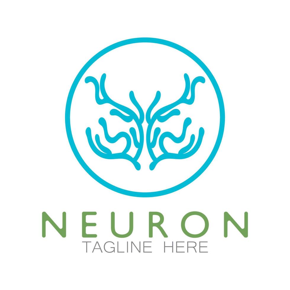 neuron logotyp eller nervcell logotyp design, molekyl logotyp illustration mall ikon med vektor koncept