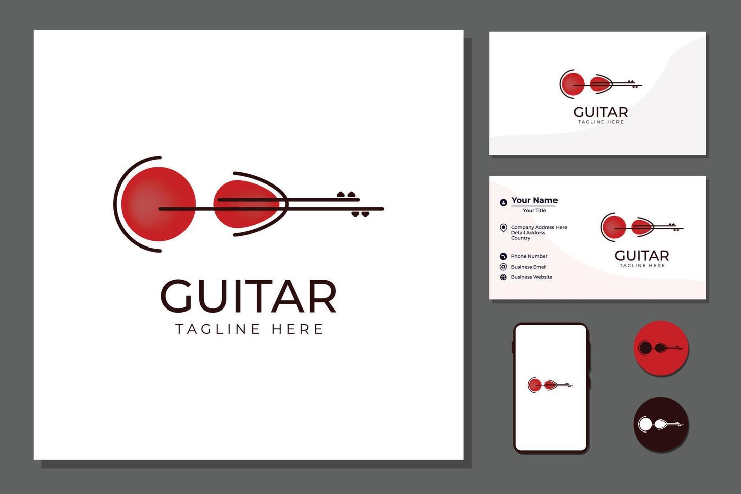 enkel gitarr ikon logotyp design inspiration vektor