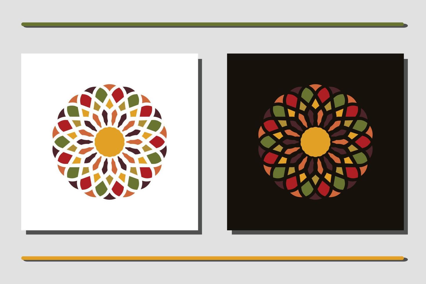 traditionella asiatiska färgglada blommönster målat glas mosaik kakel logotyp design inspiration vektor