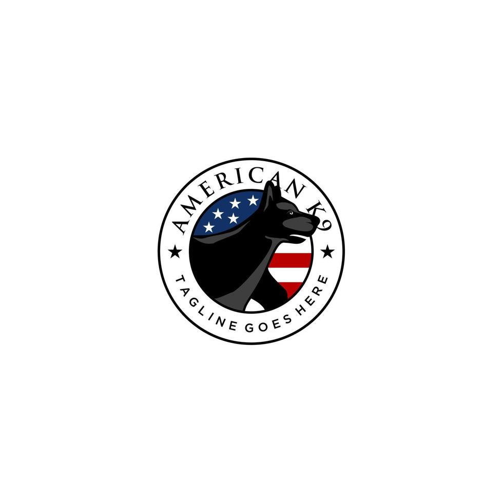 k9 och logotypdesign för amerikanska flaggan vektor