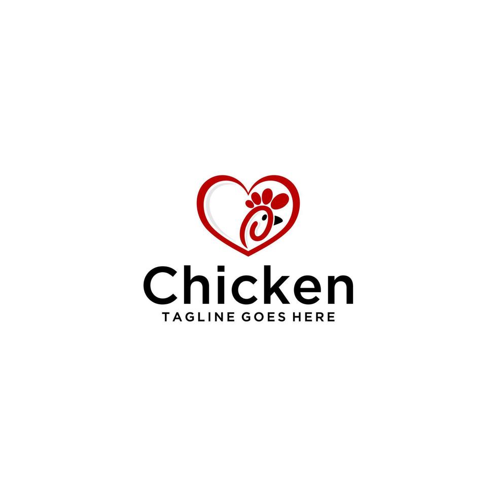 kyckling och kärlek logotyp tecken design vektor
