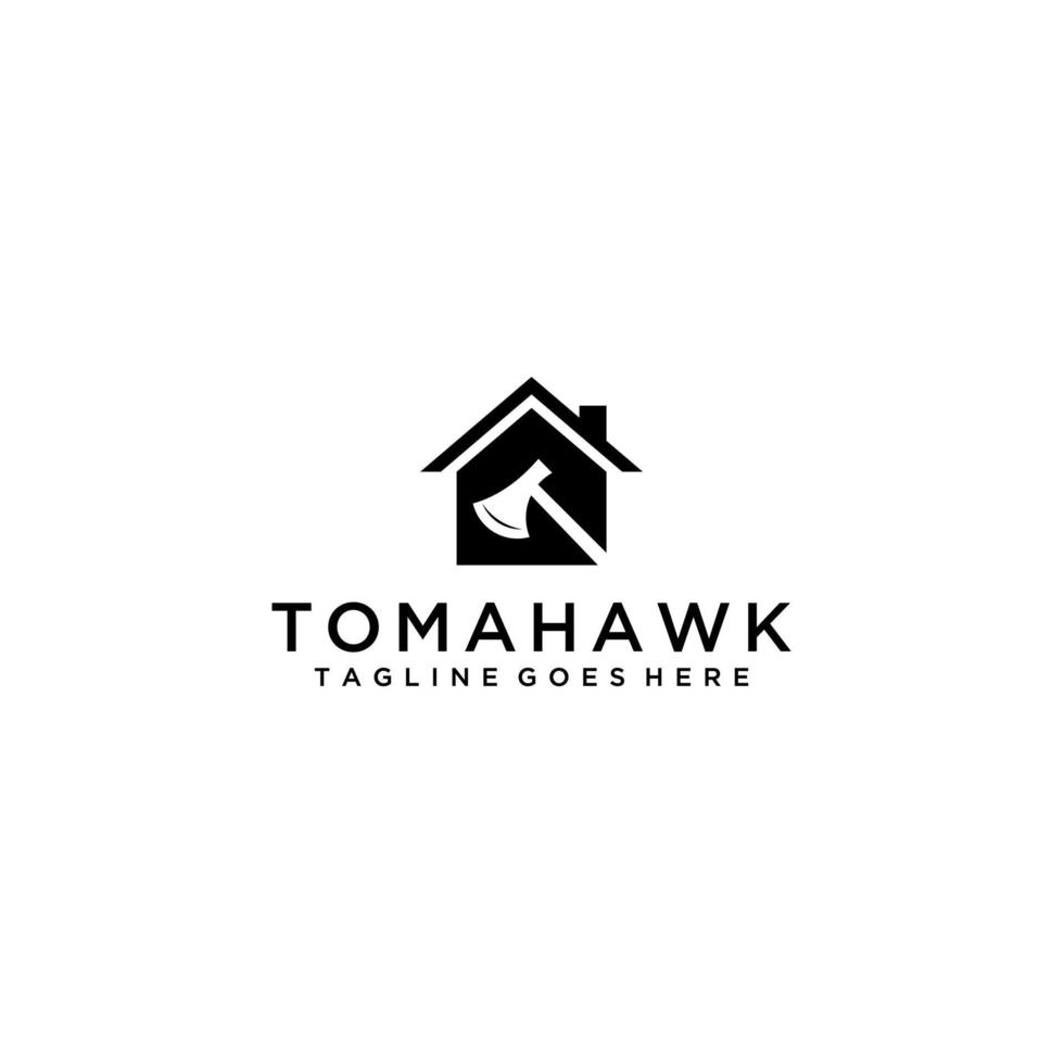 Tomahawk und Logo-Schild-Design für Eigenheime vektor