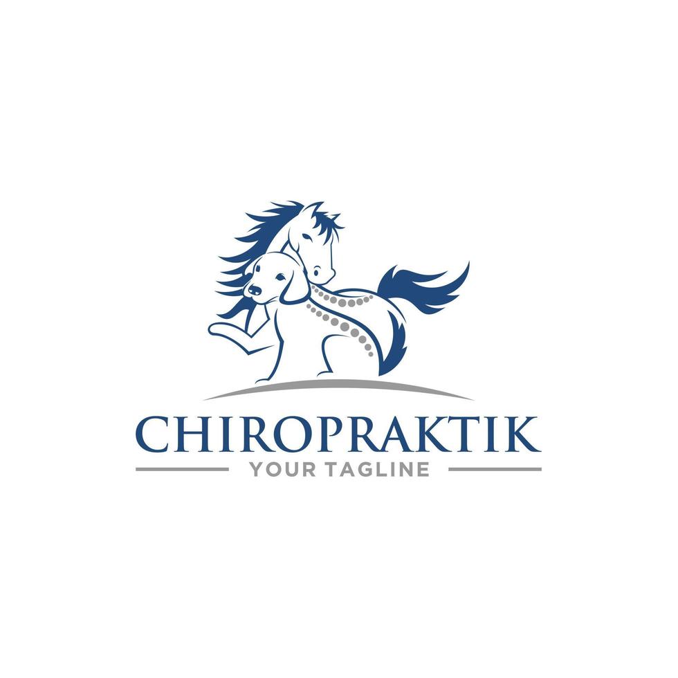 djur chiropraktik logotyp tecken design vektor