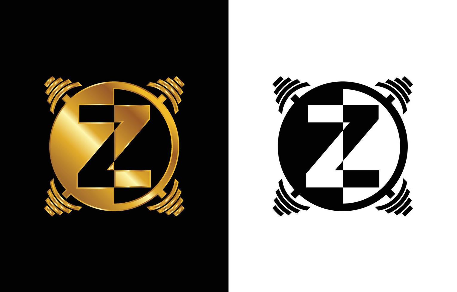 anfängliches z-monogrammalphabet mit einer langhantel. Heben von Vektor-Logo-Design. modernes Vektorlogo für Bodybuilding, Fitnessstudio, Fitnessclub, Geschäft und Firmenidentität vektor