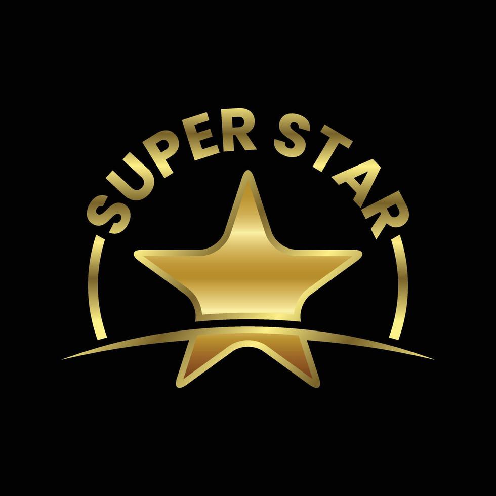 gyllene super stjärna text logotyp tecken symbol. vektor illustration grafiskt element på den mörka bakgrunden