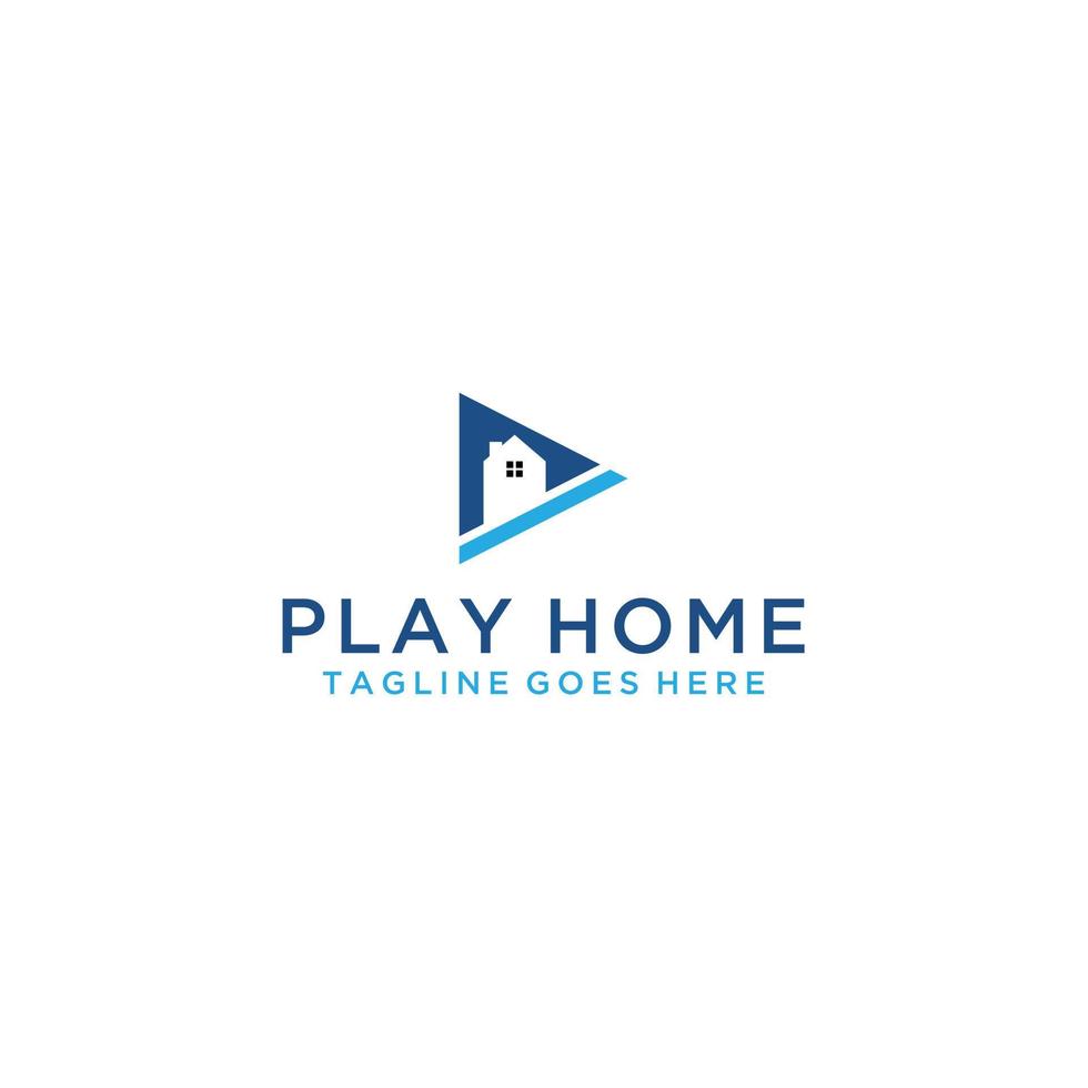 Play und Home in Play-Logo-Design-Vorlage vektor